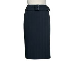 Tahari black red pin stripes belted pencil skirt size 2P